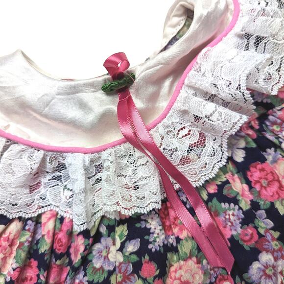 Vintage Allison Ann Dress Baby Girls Size 0-3m Pink Floral Frilly - Picture 2 of 6